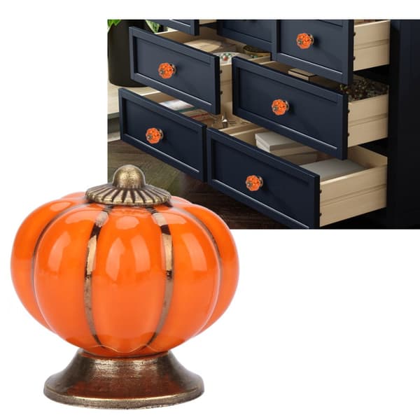 European Style Ceramic Pumpkin Knobs for Cabinet Furniture (Orange)