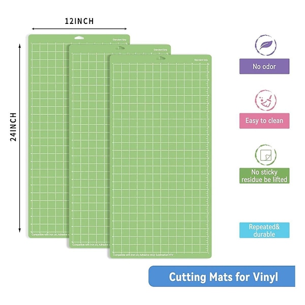 3 Pakk Kuttematter - 12x24 Tommer Grønne Standard Grip Kuttematter Tilbehør, Grønn