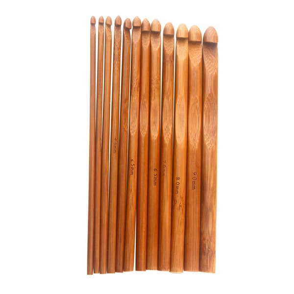 12-piece bamboo knitting needles in various sizes, smooth surface, round crochet hooks for knitting sweaters and DIY crafts