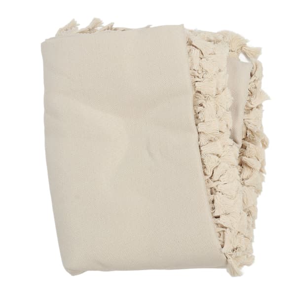 Beige rektangulær duk 140x180cm med duskekant i polyester for spisestue, restaurant, hotellinnredning