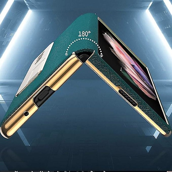 SBSG Etui til Samsung Galaxy Z Fold 3 - Luksuriøs Læder Hybrid Platering PC med Kickstand Cover Stødsikker Beskyttende Fold Etui til Samsung Galaxy Z Fold