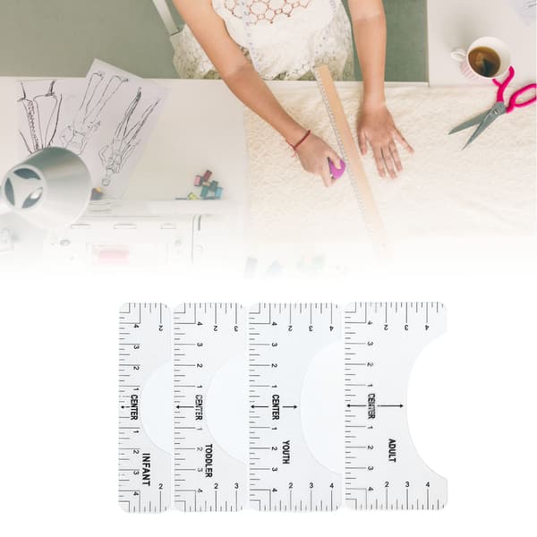 4-pack T-shirt Ruler, Clear Marking Guide, Glossy Corner Plastic, T-shirt Alignment Tool for Home Use