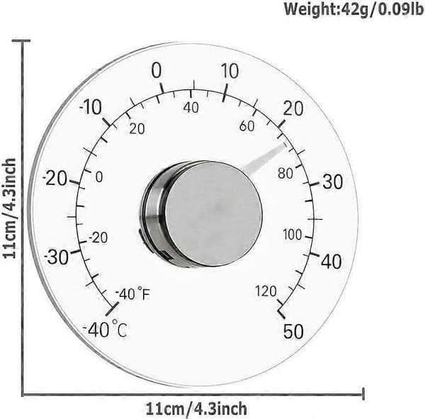 Utendørs termometer for vindusrute, utendørs termometer Fahrenheit/Celsius, batterifritt, transparent urskive