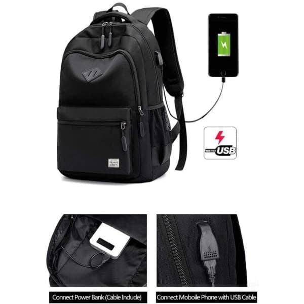 Musta Vedenpitävä Koulureppu - Pojat, Tytöt, Lapset