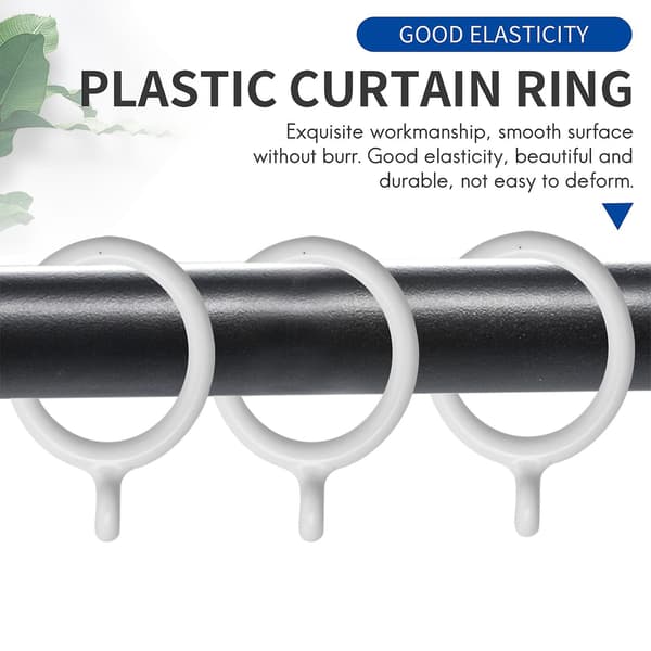 20 hvite 25 mm indre plastgardinringer