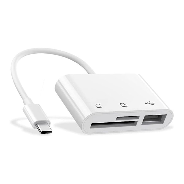 3 i 1 Typ-c Micro USB SD TF Telefon OTG Kortläsare Adapter SD Kortläsare för Samsung Galaxy för surfplatta, Vit - Perfekt White