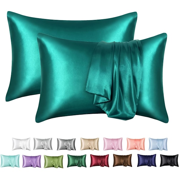 2-pack örngott i siden satin (utan fyllning) - Perfekt Teal Teal 50X75cm