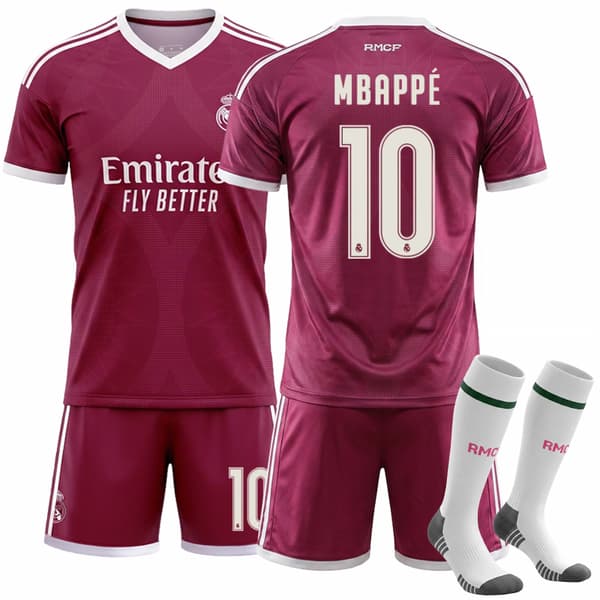 2026-2027 Real Madrid Anden Udebanefodboldtrøje Sæt med Strømper Nr. 10 Mbappé 16