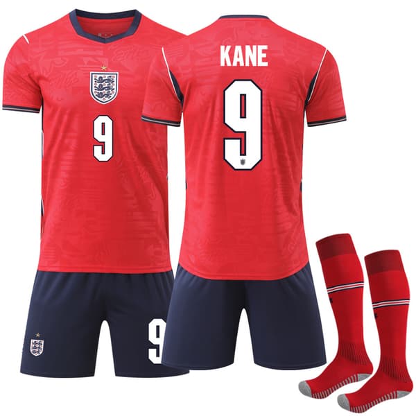 VM 2026 England Udebanefodboldtrøje+shorts+strømper Nr. 9 Kane 26