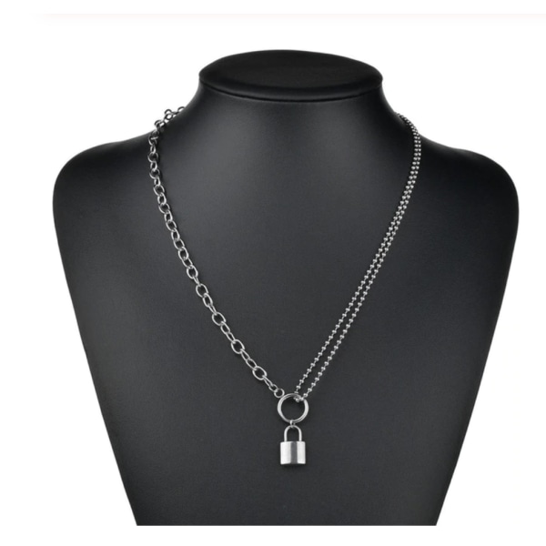 Köp Lås kedja halsband skiktad hänglås hänge eboy mode gotiska sm Tunn kedja  / pärla med lås | Fyndiq