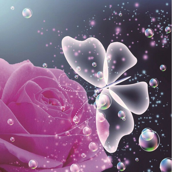 Diamond painting Broderi Cross Stitch Arts Mural Decor Rose Butterfly
