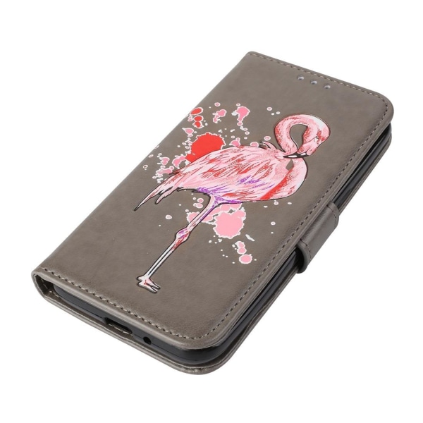 Plånboksfodral för Galaxy J2 Pro (2018) -  Grå med rosa flamingo Grå, rosa