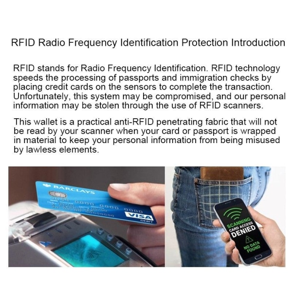 Plånbok med RFID-skydd och plats för ID-kort/ kreditkort Brun