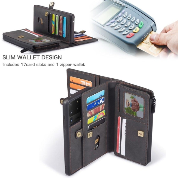CaseMe Plånboksfodral med magnetskal för Samsung Galaxy S20 Ultr Svart