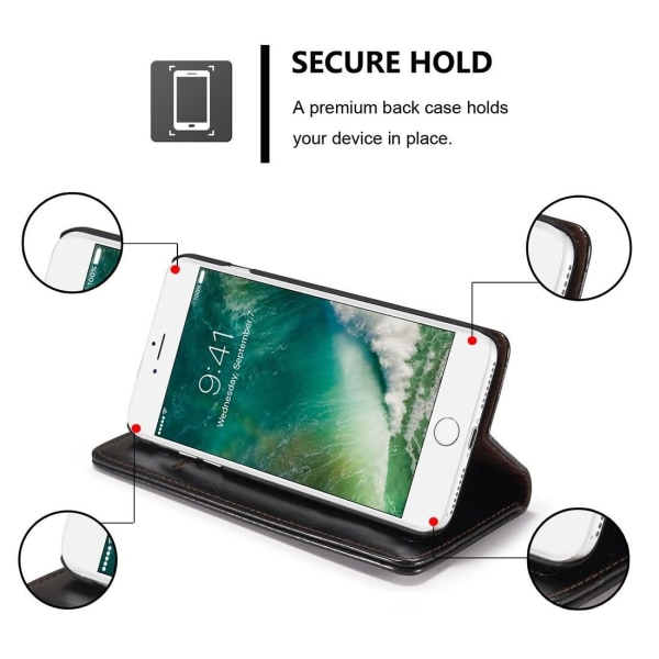 CaseMe Plånboksfodral med kortplats för iPhone 7 Plus/8 Plus Sva Svart