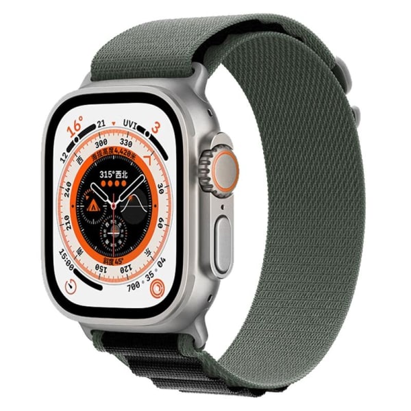 Armband för Apple Watch 42/44/45/49mm nylon Svart &amp; Grön Svart & Grön