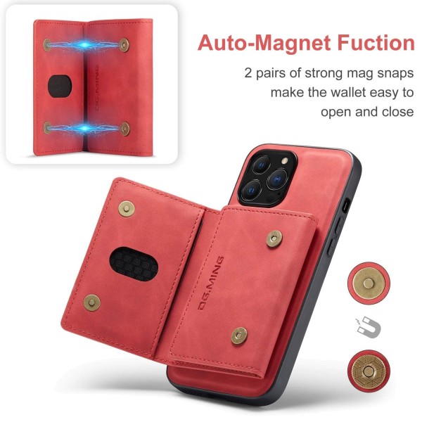 DG.MING 2 i 1 Vikbar plånbok & magnetiskt skal för iPhone 13 Pro Röd Röd