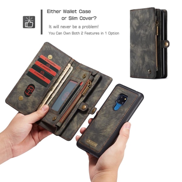 CaseMe Plånboksfodral med magnetskal för Huawei Mate 20 Svart Svart