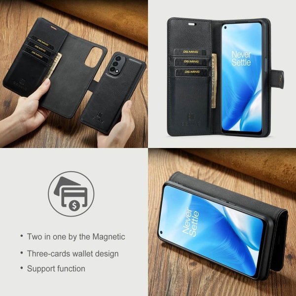 DG.MING Plånboksfodral med magnetskal för OnePlus Nord 2 5G Svart