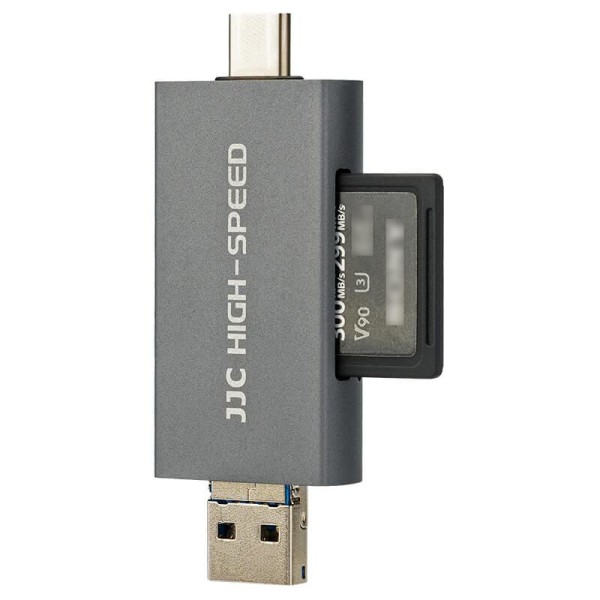 JJC Minneskortläsare 3i1 USB 3.1 för SD/SDHC/SDXC minneskort Grå Grå