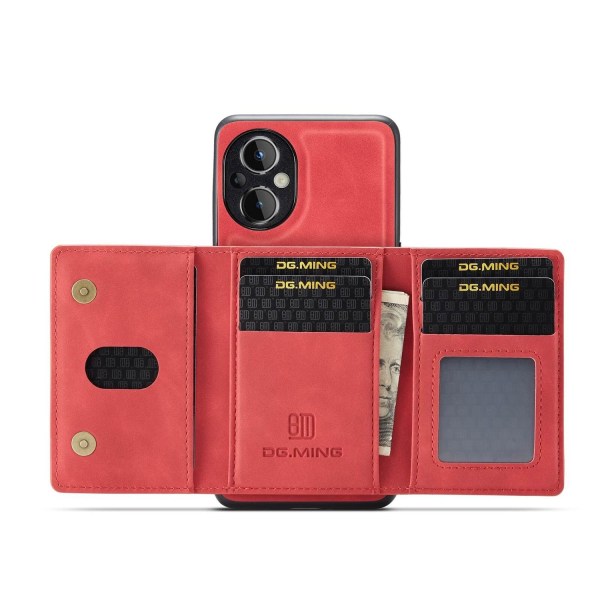 DG.MING 2 i 1 Vikbar plånbok & magnetiskt skal för OnePlus Nord Röd Röd