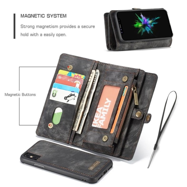 CaseMe Plånboksfodral med magnetskal för iPhone X / XS Svart Svart