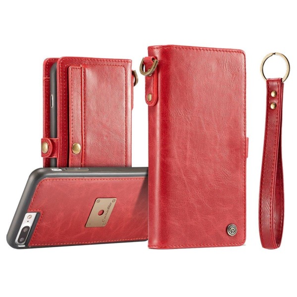 CaseMe  Plånboksfodral med magnetskal PU-läder för iPhone 7/8 Pl Röd