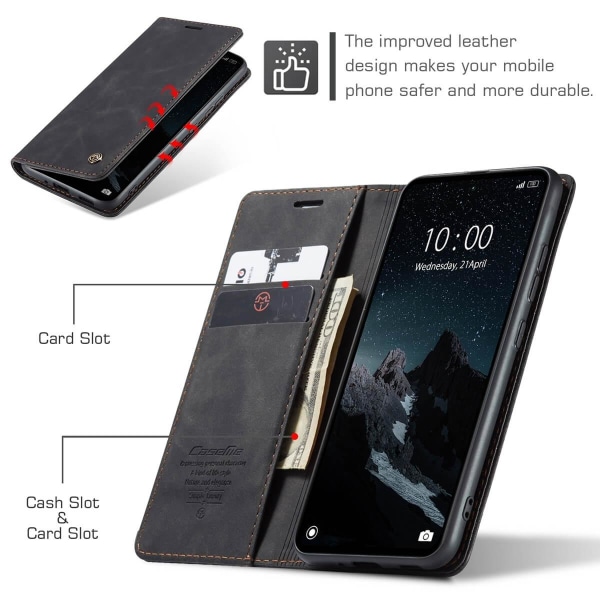 CaseMe Plånboksfodral med kortplats för Xiaomi Redmi 11A/12C Svart