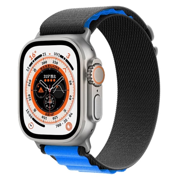 Armband för Apple Watch 42/44/45/49mm nylon Svart &amp; Blå Svart & Blå
