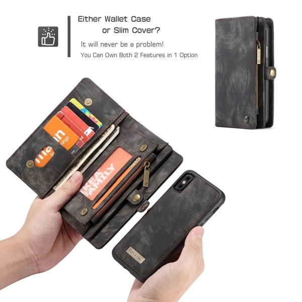 CaseMe Plånboksfodral med magnetskal för iPhone X / XS Svart Svart