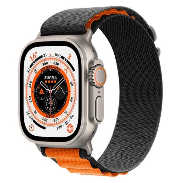 Armband för Apple Watch 42/44/45/49mm nylon Svart &amp; Orange Svart & Orange