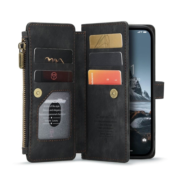 CaseMe Plånboksfodral med 7 kortplatser för iPhone 14 Pro Svart Svart