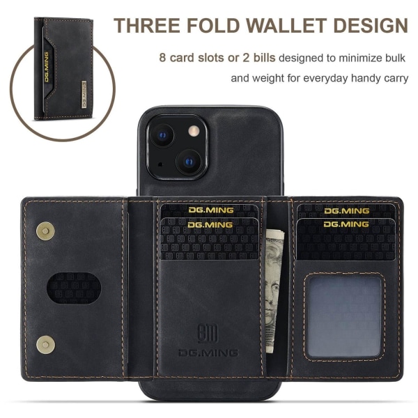 DG.MING 2 i 1 Vikbar plånbok & magnetiskt skal för iPhone 13 Svart Svart