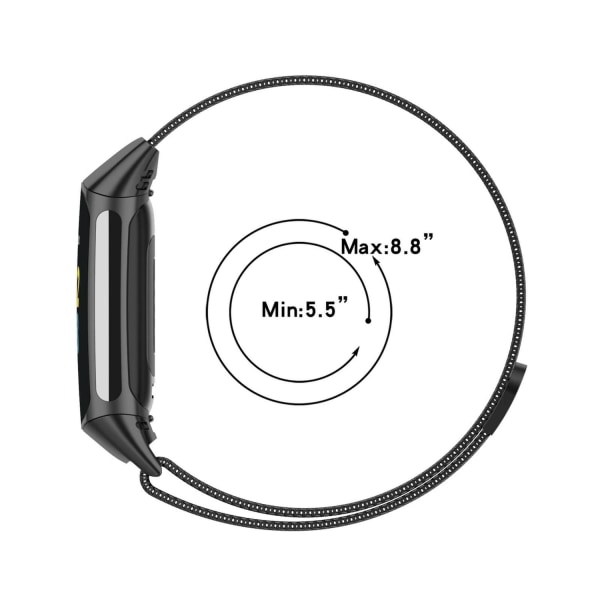 Armband Milanse loop för Fitbit Charge 5 - Svart Svart