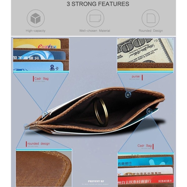 Plånbok med RFID-skydd och plats för ID-kort/ kreditkort Brun