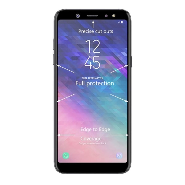 Displayskydd med svart ram för Samsung Galaxy A6+ (2018) av härd