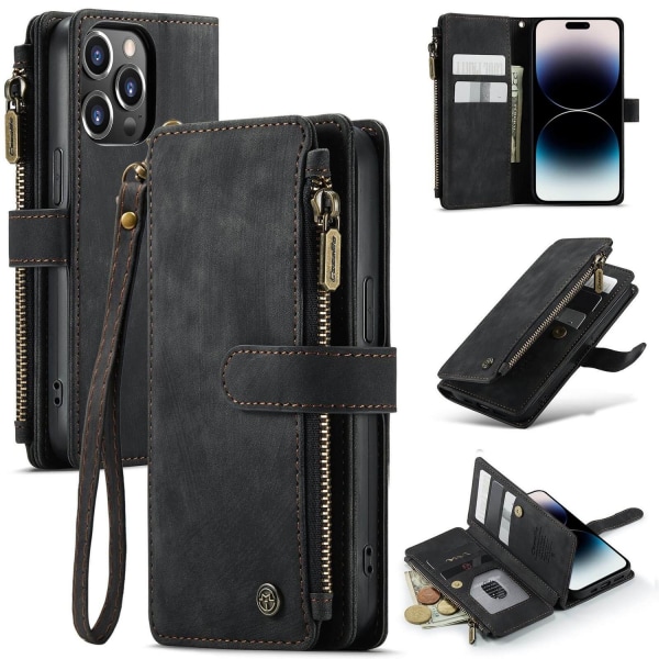 CaseMe Plånboksfodral med 7 kortplatser för iPhone 14 Pro Max Sv Svart