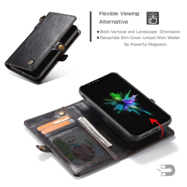 CaseMe Plånboksfodral med magnetskal för iPhone X Svart