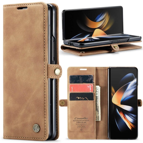 CaseMe Plånboksfodral med kortplats för Samsung Galaxy Z FOLD 4 Brun