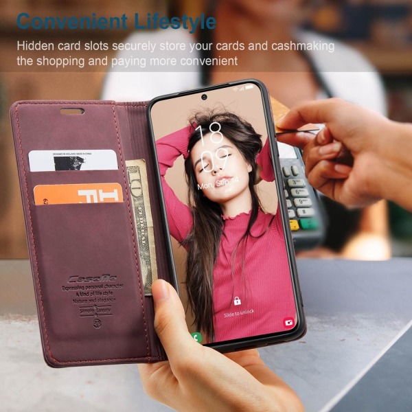 CaseMe Plånboksfodral Vinröd med kortplats för Samsung Galaxy S2 Vinröd