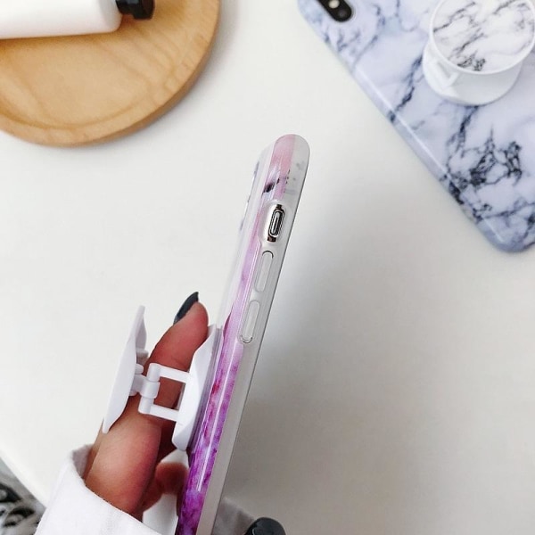 Mjukskal med grepp för Iphone X / XS - Marmormönster Vit