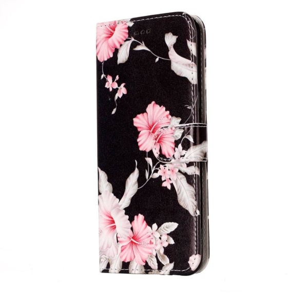 Plånboksfodral för Huawei P8 Lite (2017)- Svart med rosa blommor Multifärgad