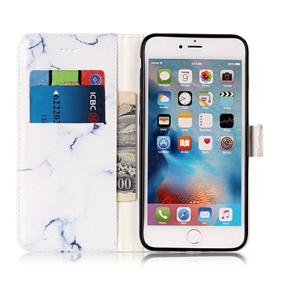 Plånboksfodral för iPhone 7 Plus & 8 Plus - Marmor Vit Vit