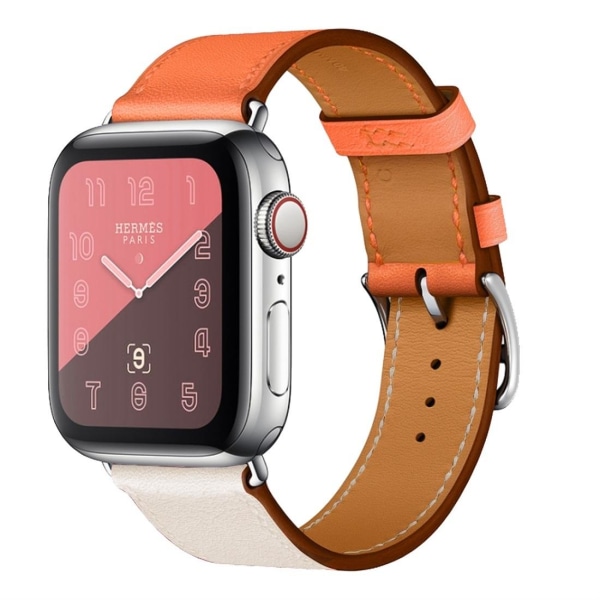 Armband för Apple Watch 42/44/45mm konstläder Tvåfärgad Orange &amp; Vit