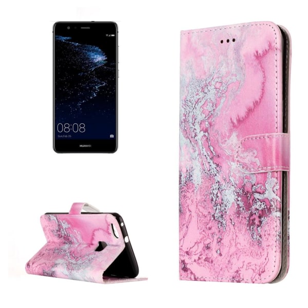 Plånboksfodral för Huawei P10 Lite - Rosa havsmönster Rosa+vit havsmönster
