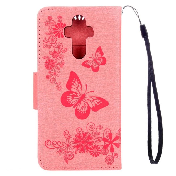 Plånboksfodral för Huawei Mate 9 - Rosa med fjärilar Rosa med fjärilar