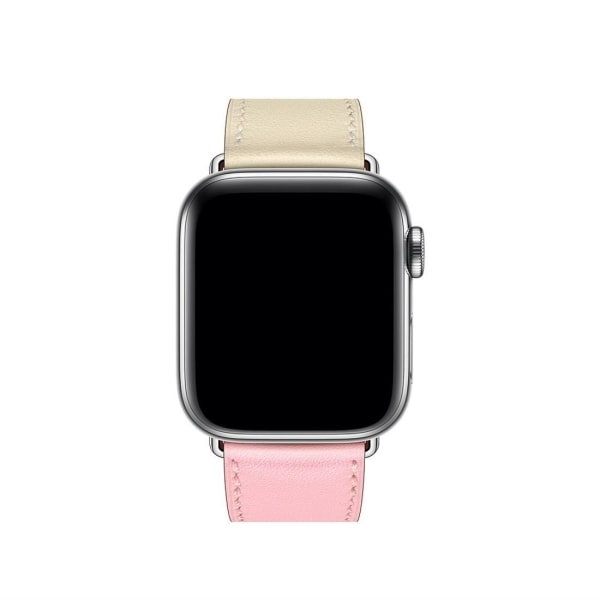 Armband för Apple Watch 42/44/45mm konstläder Tvåfärgad Rosa &amp; Vit