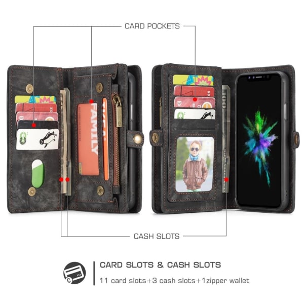 CaseMe Plånboksfodral med magnetskal för iPhone XS Max Grå