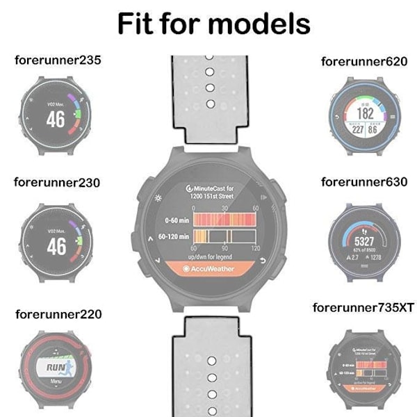 Armband Vit & Svart för Garmin Forerunner 230 / 235 / 620 / 630 Vit &amp; Svart