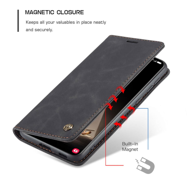 CaseMe Plånboksfodral Svart med kortplats för Samsung Galaxy S21 Svart